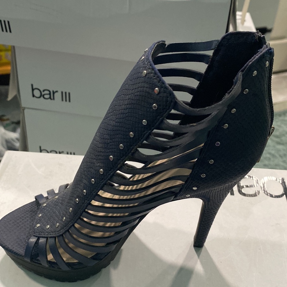 Brand New Women Navy Blue Bar III Epic High Heels Size 6.5